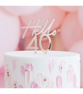 Cake Topper Rose Gold Hello 40