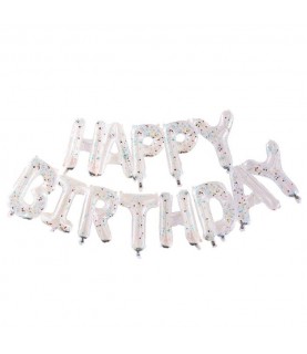 Ballons Lettres Happy Birthday Confetti Arc-en-Ciel