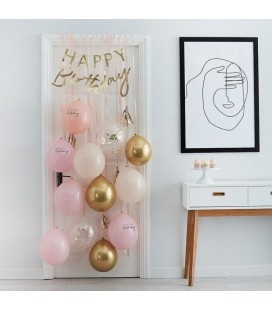 Pink & Gold Happy Birthday Balloon Door Kit