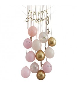 Pink & Gold Happy Birthday Balloon Door Kit