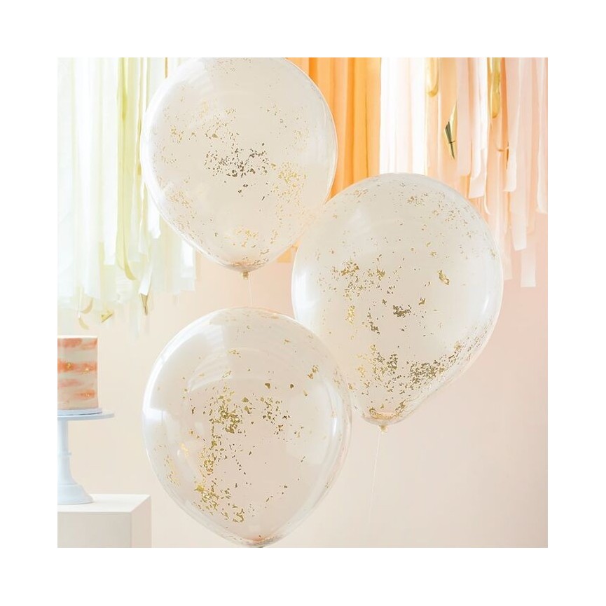 3 Riesenluftballons mit Konfetti Roségold & Blush