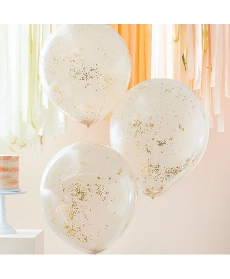 3 Riesenluftballons mit Konfetti Roségold & Blush