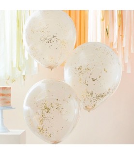 3 Riesenluftballons mit Konfetti Roségold & Blush