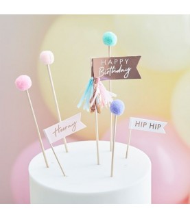 Cake Toppers Pom Pom Happy Birthday