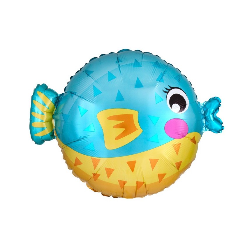 Cute Puffer Fish Mylar Foil Balloon