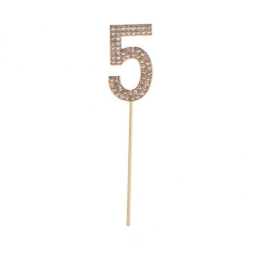 Rhinestone Cake Topper Number 5