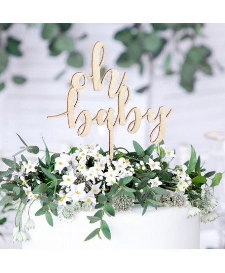 Cake Topper Tortendekoration Oh Baby - Holz