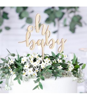 Cake Topper Tortendekoration Oh Baby - Holz