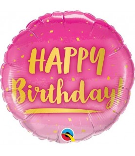 Foil Happy Birthday Gold & Pink Balloon