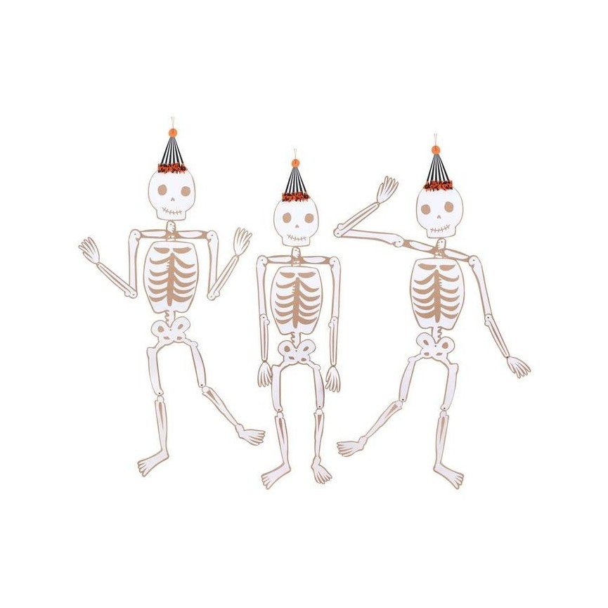 3 Gegliederte Vintage Halloween  Riesenskelette