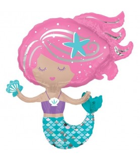Pink Mermaid Mylar Balloon