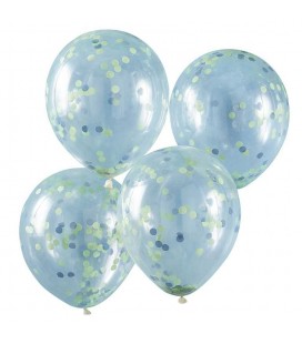 5 Blue & Green Confetti Balloons