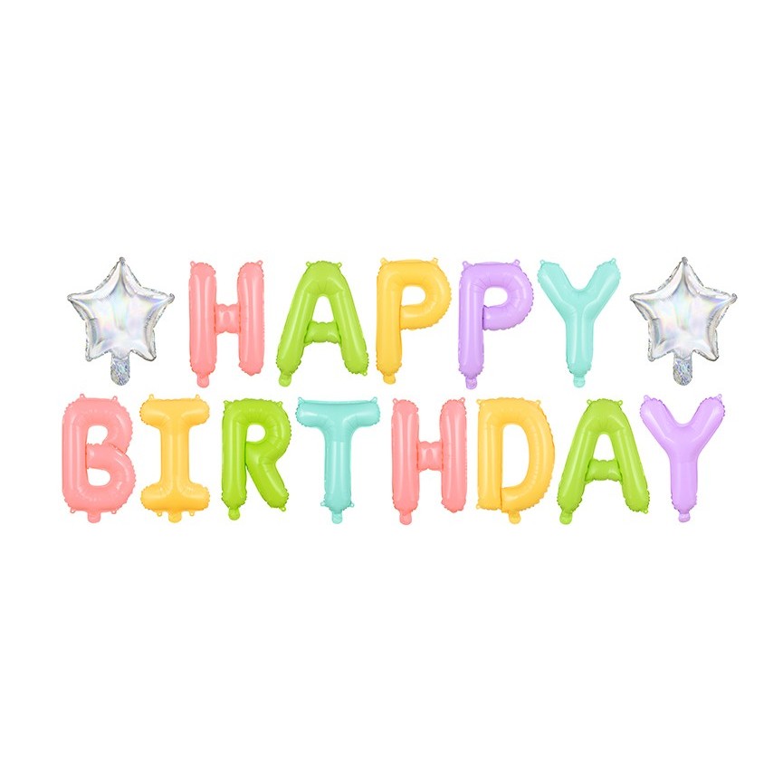 Happy Birthday Pastel Letters Mylar Balloons