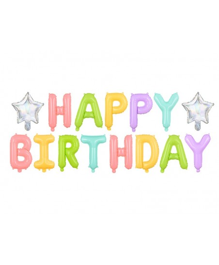 Happy Birthday Pastel Letters Mylar Balloons