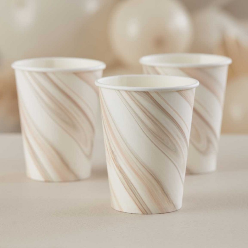 Natural Marble Print Paper Cups