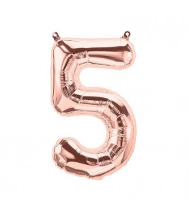 Rose Gold Mylar Ballon Number 5