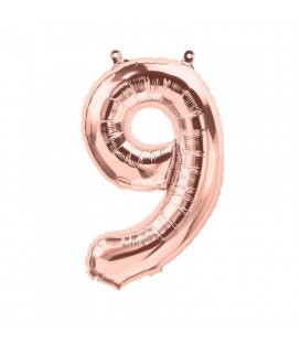 Ballon Mylar Chiffre Rose Gold 9