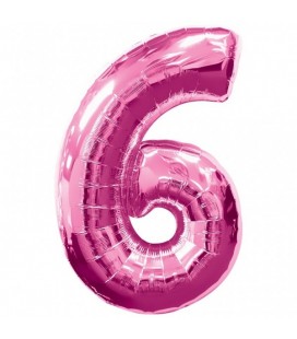 Pink Mylar Ballon Number 6