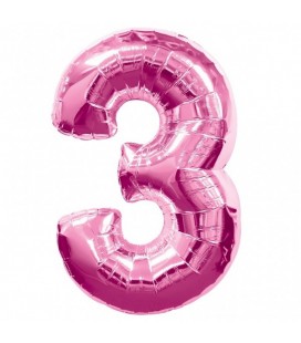 Pink Mylar Balloon Number 3