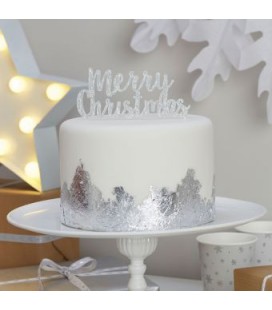 Merry Christmas Silber Cake Topper