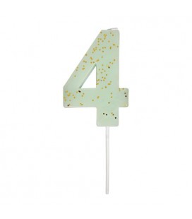Number 4 Mint Candle
