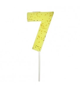 Number 7 Yellow Candle