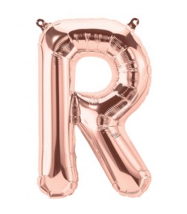 Rosegoldener Folienluftballon "R"