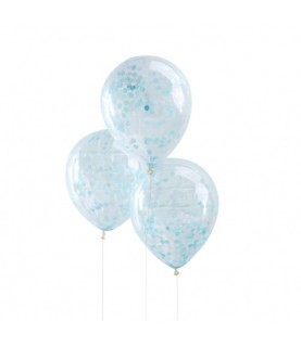 5 Blau Konfetti-Luftballons