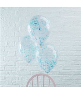 5 Blau Konfetti-Luftballons