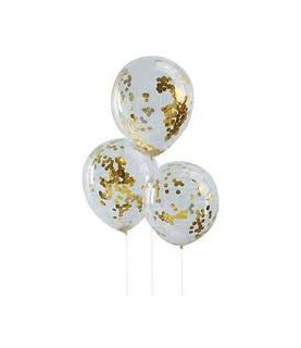 5 Gold Konfetti-Luftballons