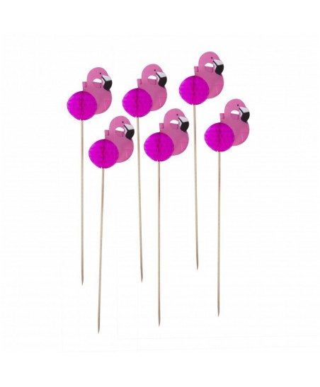 12 Rosa Flamingo Toppers Kuchendeko