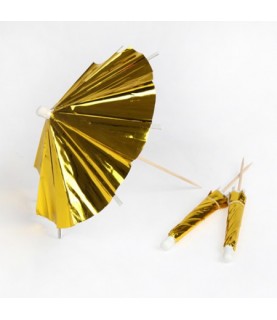 24 Gold Cocktail Umbrellas