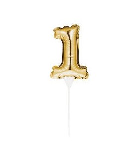 Goldene Ziffer Mini Luftballons für Kuchen 1