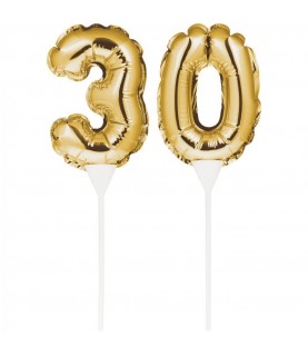Goldene Ziffer Mini Luftballons für Kuchen 30