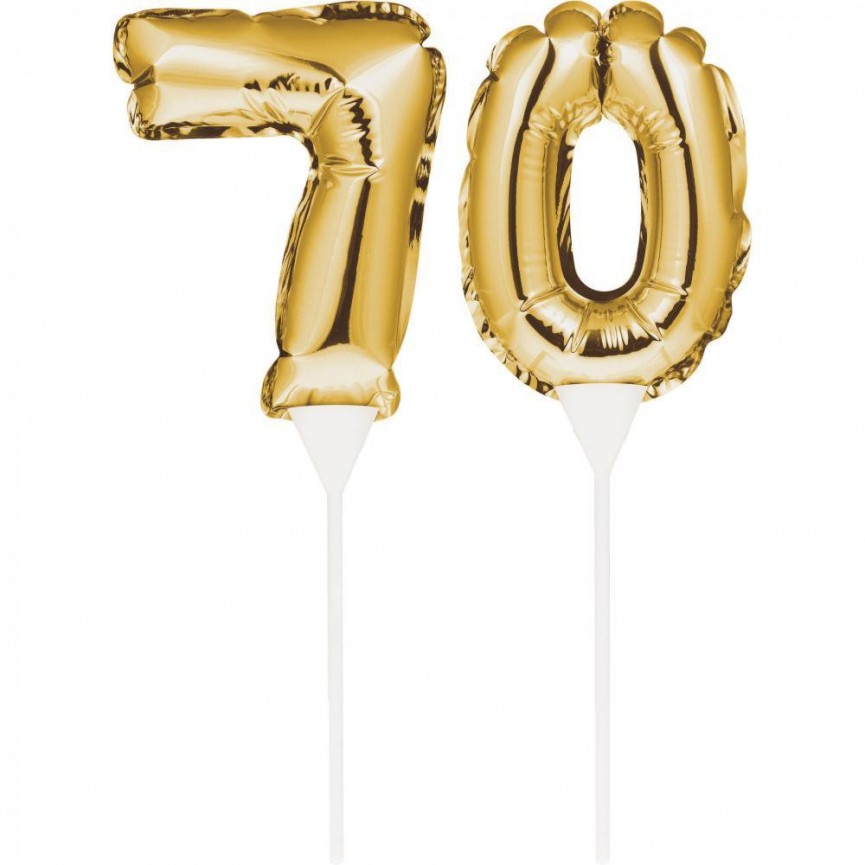 Goldene Ziffer Mini Luftballons für Kuchen 70