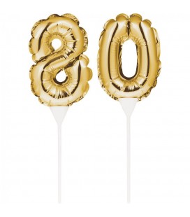 Goldene Ziffer Mini Luftballons für Kuchen 70