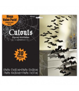 30 Cutouts Haunted House Paper Bats