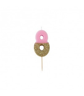 Number 7 Pink Glitter Candle