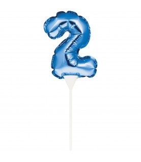 Mini Ballon Bleu Cake Topper Chiffre 2
