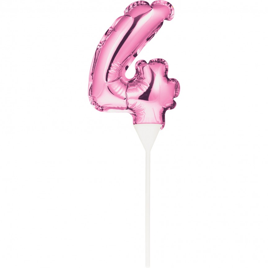 MINI PINK BALLOON NUMBER 4 CAKE TOPPER