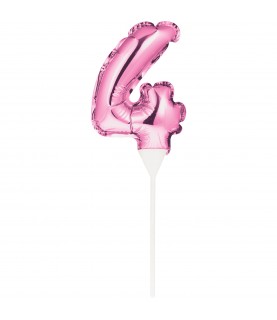 MINI PINK BALLOON NUMBER 4 CAKE TOPPER