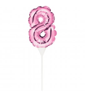 MINI PINK BALLOON NUMBER 8 CAKE TOPPER