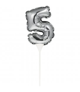 Mini Silver Balloon Number 5 Cake Topper