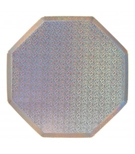 Silver Sparkle Octogonal Large Plates