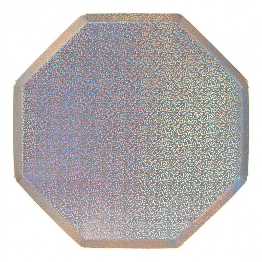 Silver Sparkle Octogonal Large Plates