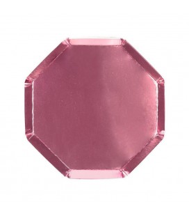 8 Holographic Pink Octagonal Dessert Plates