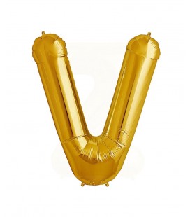 Gold Letter V Mylar Balloon