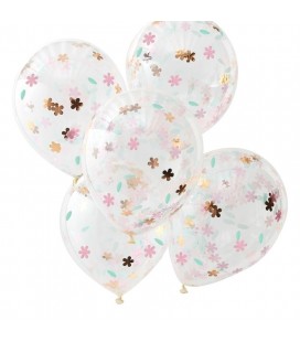 5 Floral Confetti Balloons