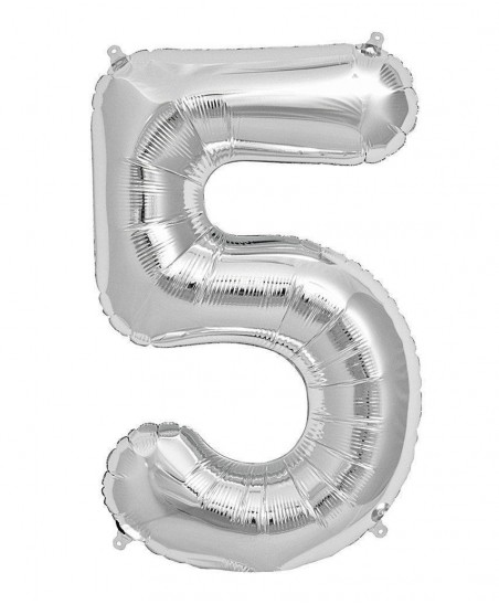 Silberner Folienballon Nummer 5