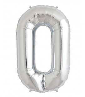 Silberner Folienballon Nummer 0